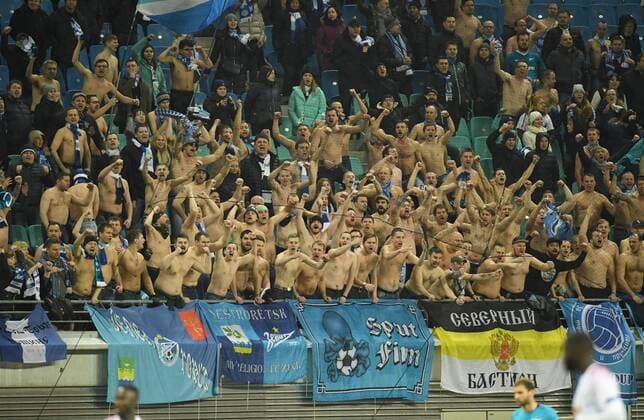 Football Mens Season 2017 2018 Europa League Eighth-Final First Leg RB Leipzig Zenit St Petersburg Fans of Zenit half-naked 08 03 2018 Copyright: xMatthiasxKochx