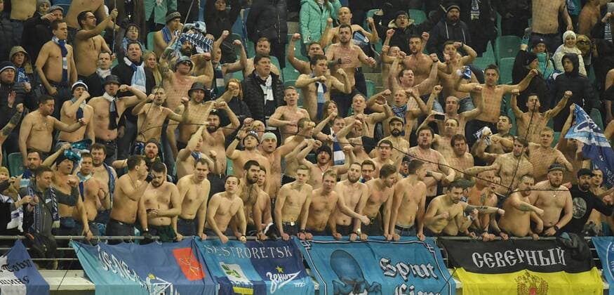 Football Mens Season 2017 2018 Europa League Eighth-Final First Leg RB Leipzig Zenit St Petersburg Fans of Zenit half-naked 08 03 2018 Copyright: xMatthiasxKochx