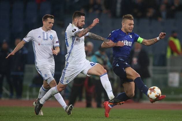8.03.2018. Stadio Olimpico, Rome, Italy. Uefa League SS Lazio vs Dynamo Kiev. TAMAS KADAR (DIN) AND CIRO IMMOBILE in action during the match S.S. Lazio vs Dynamo Kiev at Stadio Olimpico in Rome.  Copyright: xMarcoxIacobuccix xIPAx xMarcoxIacobuccix