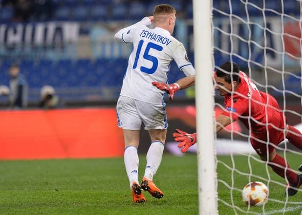 March 8, 2018 - Rome, Italy - Viktor Tsygankov score goal 0-1 during the Europe League football match S.S. Lazio vs Dynamo Kyiv Kiev at the Olympic Stadium in Rome, on march 08, 2018. Lazio v Dynamo Kiev - UEFA Europa League Round of 16: First Leg  - ZUMAn230 20180308_zaa_n230_904 Copyright: xSilviaxLorex