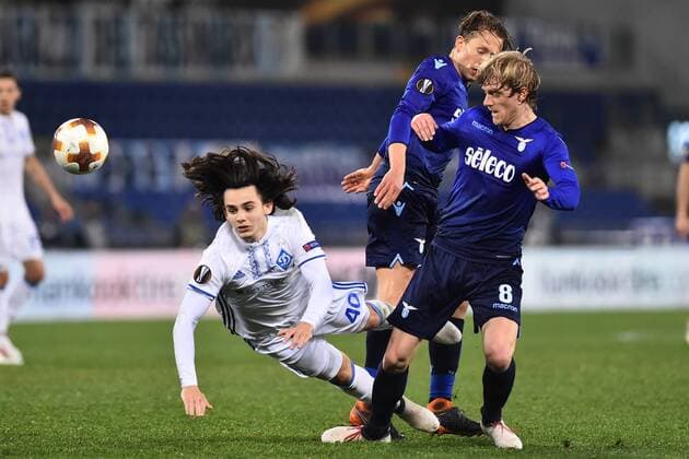 Europa League 8th of final match Lazio vs Dinamo Kiev-Rome-08 mar 2018 In the picture Mykola Shaparenko and Dusan Basta Photo Photographer01  Copyright: xFotografo01x xIPAx xFotografo01x