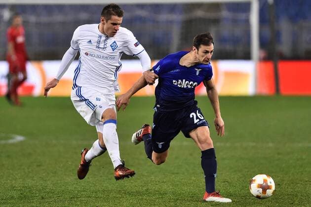 Europa League 8th of final match Lazio vs Dinamo Kiev-Rome-08 mar 2018 In the picture Artem Besedin and Stefan Radu Photo Photographer01  Copyright: xFotografo01x xIPAx xFotografo01x
