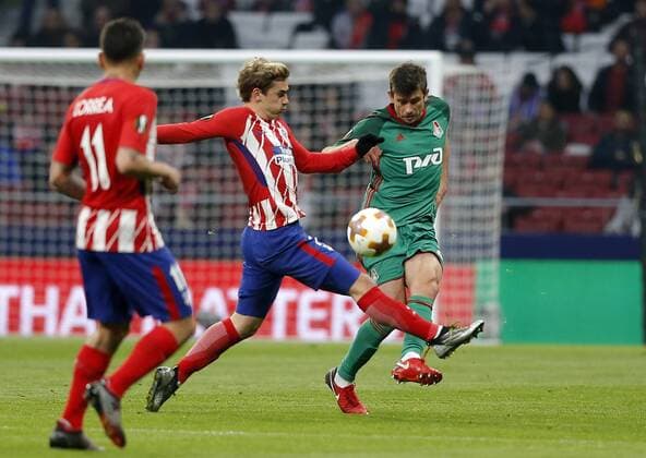 Partido de ida de octavos de Europa League entre el Atletico y el Lokomotiv. En la imagen, Griezmann.Europa League 1 16 first leg match between Atletico and Lokomotiv. In this picture, Griezmann. 