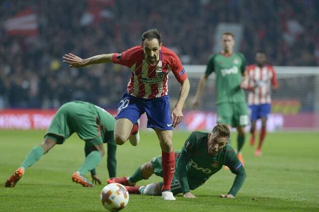 March 8, 2018 - Madrid, Spain - Juanfran of Atletico de Madrid during UEFA Europa League Round of 16 match between Atletico Madrid and FC Lokomotiv at the Wanda Metropolitano on March 08, 2018 in Madrid, Spain. ChakanaNews-Pressouth Atletico Madrid v Lokomotiv Moscow - UEFA Europa League Round of 16: First Leg  - ZUMAn230 20180308_zaa_n230_1054 Copyright: xPatricioxRealpex