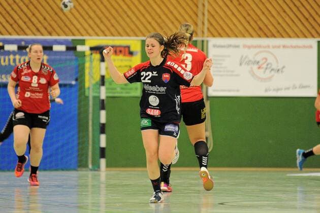 Marie Christine Beddies SG H2Ku Herrenberg Kuties 22 Jubelt SG H2Ku Herrenberg Kuties Handball league match 10 03 2018 Photo TBaur Eibner Herrenberg Copyright: xBaur xEibner-Pressefotox EP_Toba