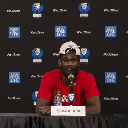 Mar 10 2018 Las Vegas, NV, U.S.A. Arizona forward Deandre Ayton (13)during the press conference PK Pressekonferenz after the NCAA College League USA Pac 12 Men s Basketball Championship game between Arizona Wildcats and USC Trojans 75-61 win at T Mobile Arena Las Vegas, NV. CSM NCAA 2018 Pac 12 Men s Basketball Championship: Arizona vs USC MAR 10 - ZUMAc04_ 20180310_zaf_c04_576 Copyright: xThurmanxJamesx
