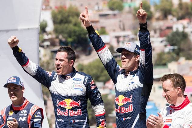 Podium rallye du mexique sebastien ogier vainqueur et sordo et meeke AUTOMOBILE : Rallye du Mexique - WRC Motorsport Rallye WM - 11 03 2018 SPRESSE PANORAMIC 