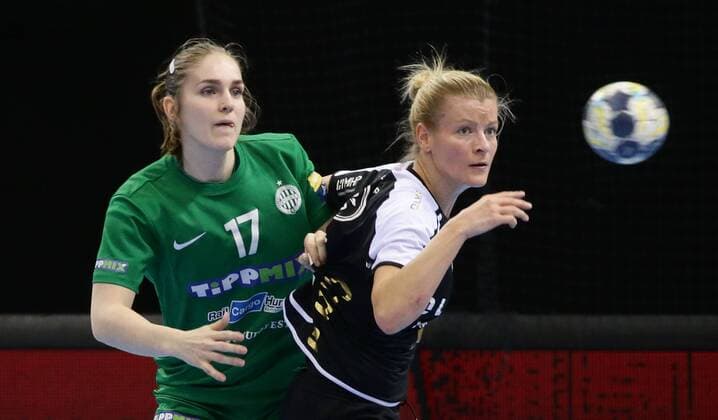 Ludwigsburg Handball EHF Champions League SG BBM Bietigheim vs FTC Rail Cargo Hungaria from left Laura van der Heijden Hungaria Antje Lauenroth BBM
