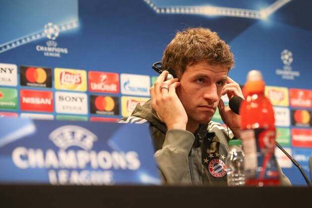 Thomas Mueller 25 Bayern Munich at the press conference answers the questions of the media Press Conference FC Bayern Muenchen Football Eighth-Finals Champions League 13 03 2018 Istanbul Istanbul Turkey Copyright: xkolbert-press ChristianxKolbertx