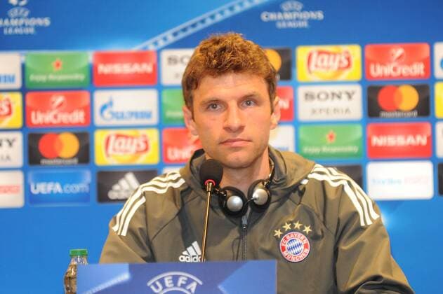 Bayern Munchen s Football Team player Thomas Muller gives a press conference PK Pressekonferenz on the eve of the team s a day before their UEFA Champions League second leg match against Besiktas on March 13 , 2018 in Istanbul , Turkey. 