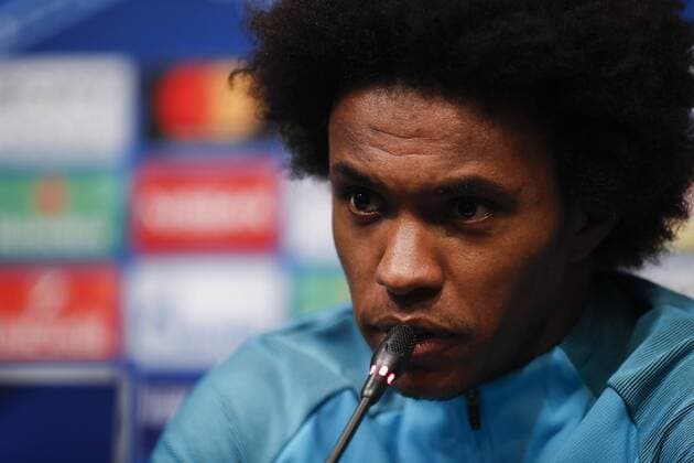 13th March 2018, Camp Nou, Barcelona, Spain; UEFA Champions League football, FC Barcelona Barca versus Chelsea, pre match press conference PK Pressekonferenz Willian of Chelsea FC speaks during the pre-match press conference  ActionPlus12001259