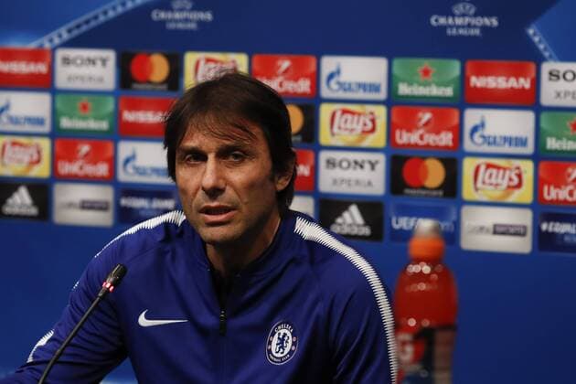 13th March 2018, Camp Nou, Barcelona, Spain; UEFA Champions League football, FC Barcelona Barca versus Chelsea, pre match press conference PK Pressekonferenz Antonio Conte of Chelsea FC speaks during the pre-match press conference  ActionPlus12001263