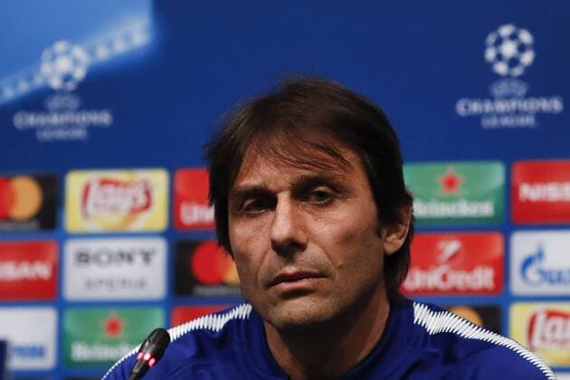 13th March 2018, Camp Nou, Barcelona, Spain; UEFA Champions League football, FC Barcelona Barca versus Chelsea, pre match press conference PK Pressekonferenz Antonio Conte of Chelsea FC speaks during the pre-match press conference  ActionPlus12001264