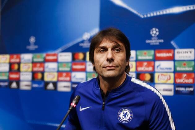 13th March 2018, Camp Nou, Barcelona, Spain; UEFA Champions League football, FC Barcelona Barca versus Chelsea, pre match press conference PK Pressekonferenz Antonio Conte of Chelsea FC speaks during the pre-match press conference  ActionPlus12001267