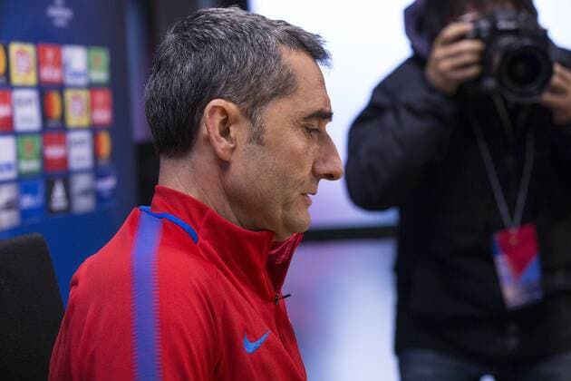 FC Barcelona Barca coach Ernesto Valverde attends a press conference PK Pressekonferenz prior to the UEFA Champions League match between FC Barcelona and Chelsea FC at Camp Nou Stadium corresponding of Round of 16, Second leg on March 13, 2018 in Barcelona, Spain. (Credit: Mikel Trigueros Urbanandsport Cordon Press)  xUrbanandsportx xSPAINx-xFCxBARCELONAx-xPRESSxCONFERENCEx-xPRIORxTOx-xCHAMPIONSx-xLEAGUEx-xAGAINSTx-xCHELSEAxFCx