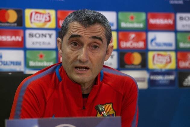 FC Barcelona Barca coach Ernesto Valverde attends a press conference PK Pressekonferenz prior to the UEFA Champions League match between FC Barcelona and Chelsea FC at Camp Nou Stadium corresponding of Round of 16, Second leg on March 13, 2018 in Barcelona, Spain. (Credit: Mikel Trigueros Urbanandsport Cordon Press)  xUrbanandsportx xSPAINx-xFCxBARCELONAx-xPRESSxCONFERENCEx-xPRIORxTOx-xCHAMPIONSx-xLEAGUEx-xAGAINSTx-xCHELSEAxFCx