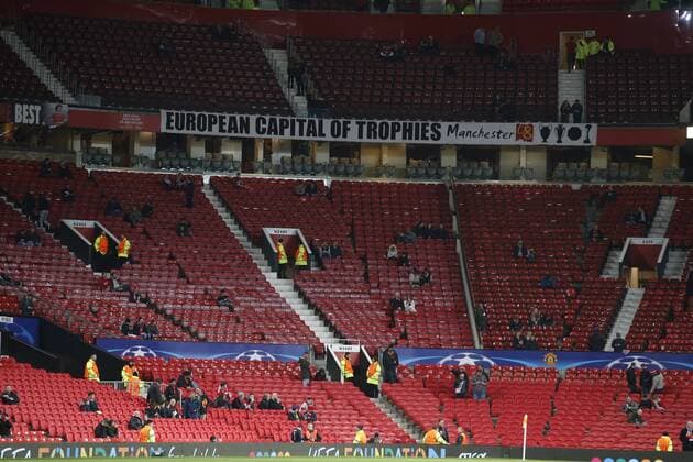 General view of Old Trafford showing a tribute to previous European wins before the Champions League Round of 16 match at Old Trafford Stadium, Manchester. Picture date: March 13th 2018. Picture credit should read: Andrew Yates Sportimage EDITORIAL USE ONLY. No use with unauthorised audio, video, data, fixture lists, club league logos or live services. Online in-match use limited to 120 images, no video emulation. No use in betting, games or single club league player publications.