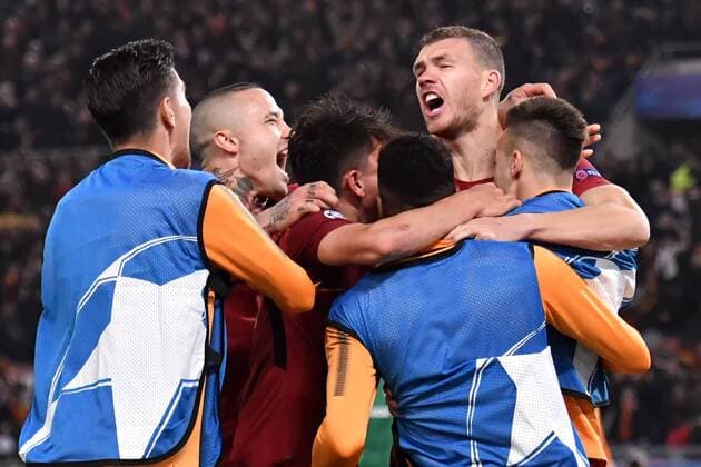 Esultanza Gol Edin Dzeko Roma 1-0 Goal celebration Roma 13-03-2018 Stadio Olimpico Champions League, Ottavi di Finale. AS Roma - Shakhtar Donetsk Foto Andrea Staccioli Insidefoto andreaxstaccioli