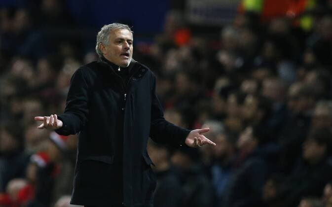 Jose Mourinho manager of Manchester United ManU reacts during the Champions League Round of 16 match at Old Trafford Stadium, Manchester. Picture date: March 13th 2018. Picture credit should read: Andrew Yates Sportimage EDITORIAL USE ONLY. No use with unauthorised audio, video, data, fixture lists, club league logos or live services. Online in-match use limited to 120 images, no video emulation. No use in betting, games or single club league player publications.