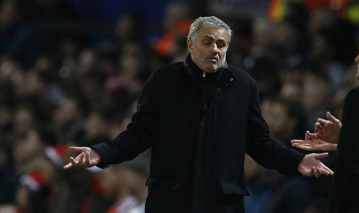Jose Mourinho manager of Manchester United ManU during the Champions League Round of 16 match at Old Trafford Stadium, Manchester. Picture date: March 13th 2018. Picture credit should read: Andrew Yates Sportimage EDITORIAL USE ONLY. No use with unauthorised audio, video, data, fixture lists, club league logos or live services. Online in-match use limited to 120 images, no video emulation. No use in betting, games or single club league player publications.