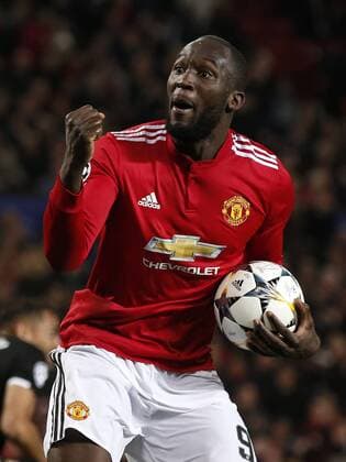 Romelu Lukaku of Manchester United ManU celebrates during the Champions League Round of 16 match at Old Trafford Stadium, Manchester. Picture date: March 13th 2018. Picture credit should read: Andrew Yates Sportimage EDITORIAL USE ONLY. No use with unauthorised audio, video, data, fixture lists, club league logos or live services. Online in-match use limited to 120 images, no video emulation. No use in betting, games or single club league player publications.