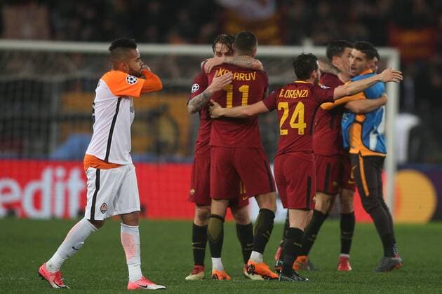 13.03.2018. Stadio Olimpico, Rome, Italy. Uefa Champions League AS Roma vs Shakhtar Donetsk . As Roma players celebrates victory at end of the match at Stadio Olimpico in Rome.  Copyright: xMarcoxIacobuccix xIPAx xMarcoxIacobuccix