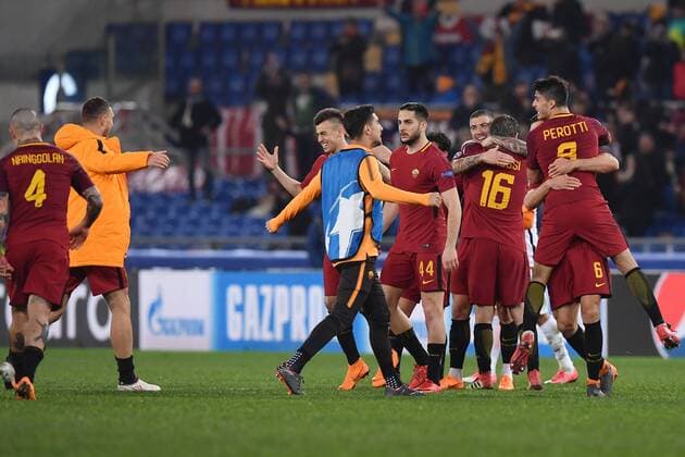As Roma 13 03 2018 - Champions League Roma-Shakhtar Donetsk foto Antonello Sammarco Image nella foto: esultanza a fine gara Roma 