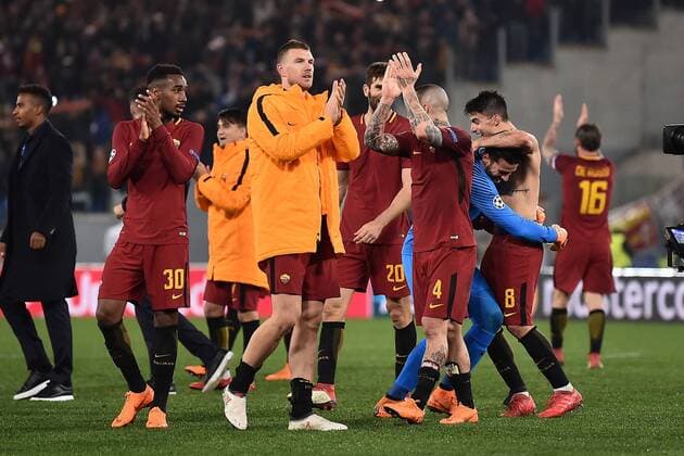 As Roma 13 03 2018 - Champions League Roma-Shakhtar Donetsk foto Antonello Sammarco Image nella foto: esultanza a fine gara Roma 