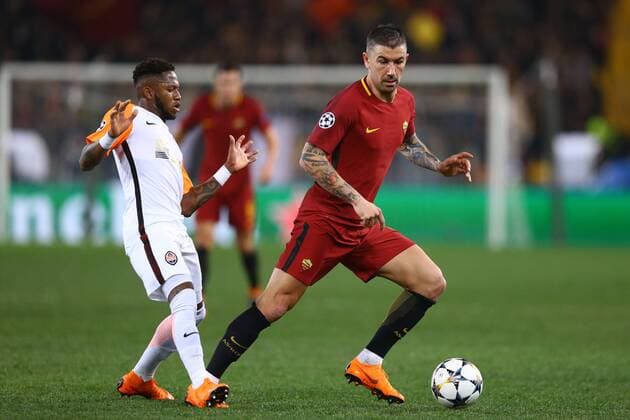 March 13, 2018 - Rome, Italy - AS Roma v FC Shakhtar Donetsk : UEFA Champions League Round of 16 Second leg..Fred of Shakhtar Donetsk and Aleksandar Kolarov of Roma at Olimpico Stadium in Rome, Italy on March 13, 2018. AS Roma v Shakhtar Donetsk - UEFA Champions League Round of 16: Second Leg  - ZUMAn230 20180313_zaa_n230_448 Copyright: xMatteoxCiambellix