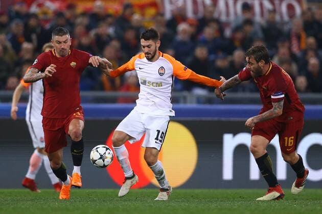 March 13, 2018 - Rome, Italy - AS Roma v FC Shakhtar Donetsk : UEFA Champions League Round of 16 Second leg.Aleksandar Kolarov of Roma and Facundo Ferreyra of Shakhtar Donetsk at Olimpico Stadium in Rome, Italy on March 13, 2018. AS Roma v Shakhtar Donetsk - UEFA Champions League Round of 16: Second Leg  - ZUMAn230 20180313_zaa_n230_500 Copyright: xMatteoxCiambellix