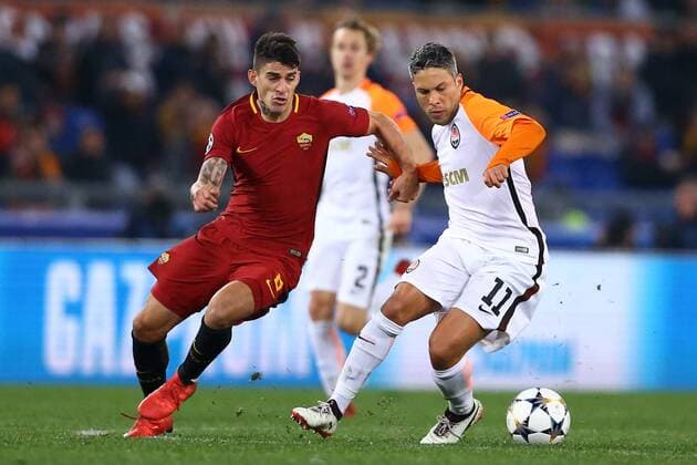 March 13, 2018 - Rome, Italy - AS Roma v FC Shakhtar Donetsk : UEFA Champions League Round of 16 Second leg.Diego Perotti of Roma and Marlos of Shakhtar Donetsk at Olimpico Stadium in Rome, Italy on March 13, 2018. AS Roma v Shakhtar Donetsk - UEFA Champions League Round of 16: Second Leg  - ZUMAn230 20180313_zaa_n230_507 Copyright: xMatteoxCiambellix