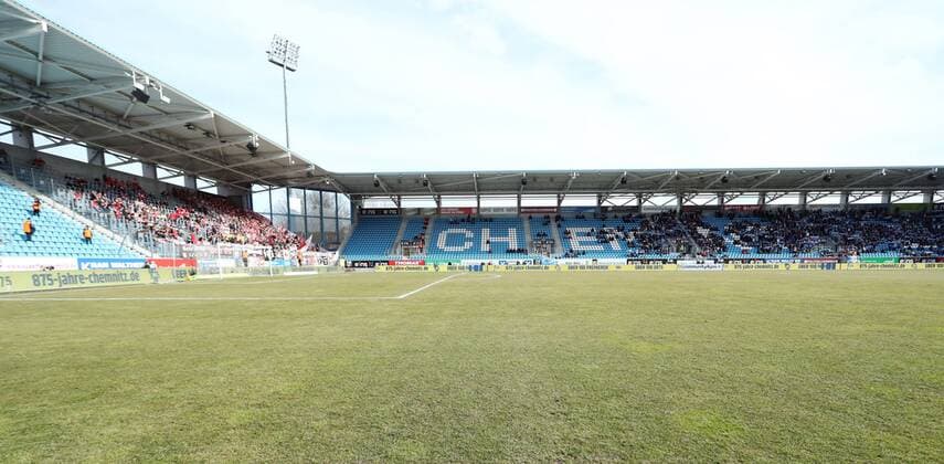 Chemnitz 11 03 2018 community4you ARENA Football 3 League 29 Matchday Chemnitzer FC vs Hallescher FC 1 1 0 0 Pictured Only 7,700 spectators wanted to see the game Many places remained empty