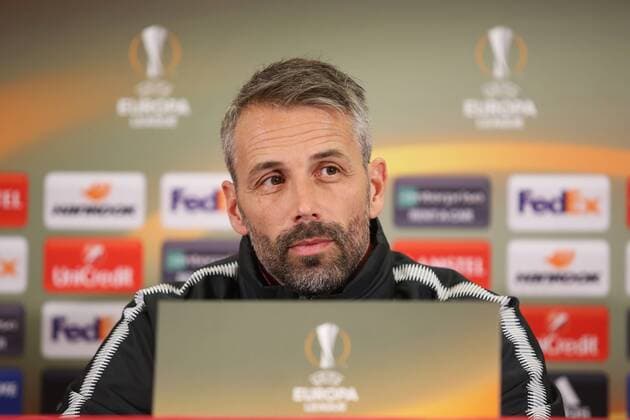 SOCCER - UEFA EL, RBS vs Dortmund SALZBURG,AUSTRIA,14.MAR.18 - SOCCER - UEFA Europa League, Red Bull Salzburg vs Borussia Dortmund, preview, press conference PK Pressekonferenz of RBS. Image shows head coach Marco Rose (RBS). GEPAxpictures xMathiasxMandl