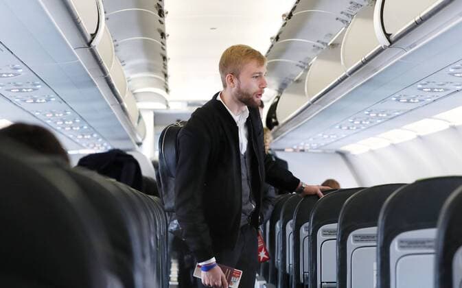 RB Leipzig Journey St Petersburg Euro League St Petersburg 14 03 2018 Soccer UEFA Euro League Eighth finals Zenit St Petersburg vs RB Leipzig The team of RB Leipzig on the plane to Saint Petersburg for tomorrows game In the picture Konrad Laimer