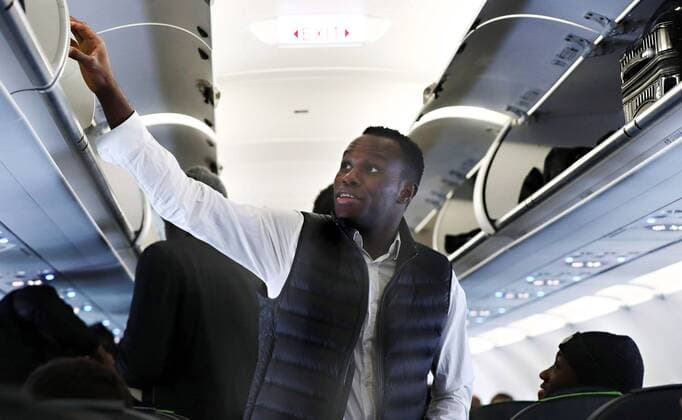 RB Leipzig Journey St Petersburg Euro League St Petersburg 14 03 2018 Football UEFA Euro League Eighth finals Zenit St Petersburg vs RB Leipzig The team of RB Leipzig on the plane to Saint Petersburg tomorrow game In the picture Bruma
