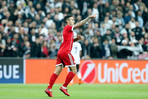 Torjubel by Thiago Alcantara 6 FC Bayern Muenchen to 0 1 Besiktas Istanbul vs Bayern Munich Soccer Round of 16 Champions League 14 03 2018 Istanbul Istanbul Turkey Copyright: xkolbert-press ChristianxKolbertx