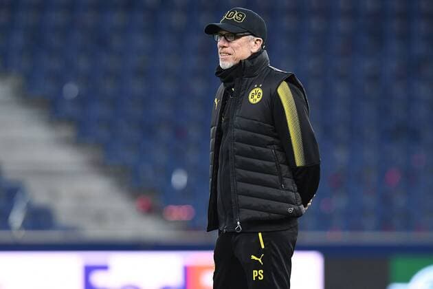 Soccer Europa League final training Borussia Dortmund on 14 03 2018 in the Red Bull Arena in Salzburg Peter Stöger head coach Dortmund xRx