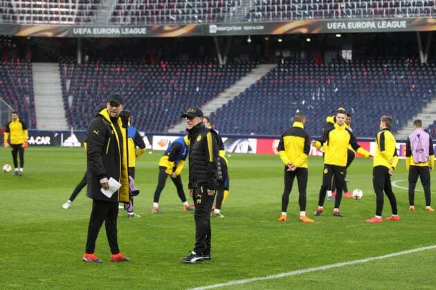 SOCCER - UEFA EL, RBS vs Dortmund SALZBURG,AUSTRIA,14.MAR.18 - SOCCER - UEFA Europa League, Red Bull Salzburg vs Borussia Dortmund, preview, training of Dortmund. Image shows head coach Peter Stoeger (Dortmund). GEPAxpictures xMathiasxMandl