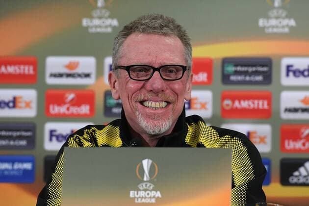 Football Europa League Press Conference Borussia Dortmund on 14 03 2018 in the Red Bull Arena in Salzburg Peter Stöger head coach Dortmund xRx