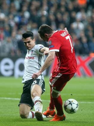 Bayern Munich™s Franck Ribery and Besiktas Necip Uysal during Besiktas - Bayern Munich UEFA Champions League round of 16 second leg soccer match in Vodafone Arena, Istanbul, Turkey, Mar 14, 2018.  Copyright: TolgaxAdanali 15949829
