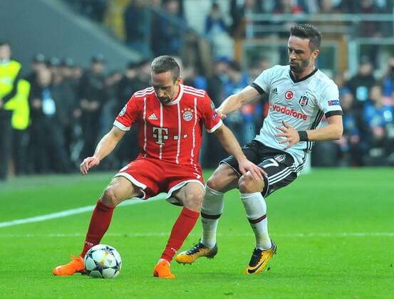 Besiktas Gökhan Gönül Bayern Munich™sFranck Riberyduring Besiktas - Bayern Munich UEFA Champions League round of 16 second leg soccer match in Vodafone Arena, Istanbul, Turkey, Mar 14, 2018.  15949891