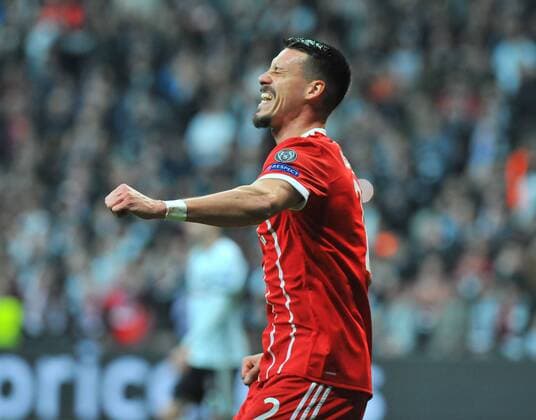 Bayern Munich s Sandro Wagner celebrate his goal with his teammates during Besiktas - Bayern Munich UEFA Champions League round of 16 second leg soccer match in Vodafone Arena, Istanbul, Turkey, Mar 14, 2018.  Copyright: AzizxUzun 15950084