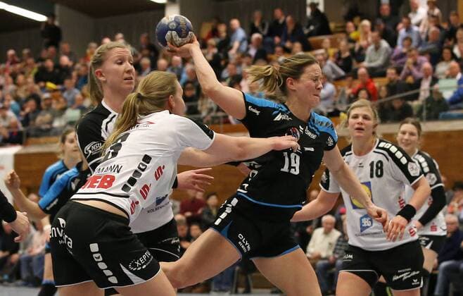 14 03 2018 Germany Bietigheim Handball Bundesliga Women 17 Gameday League Season 2017 2018 SG BBM Bietigheim vs Neckarsulmer Sport Union l Lena Hoffmann NSU Sina Namat NSU Anna Loerper BBM