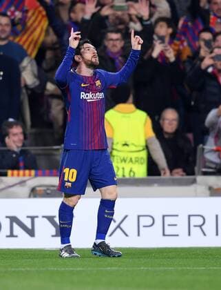 FOOTBALL CHAMPIONS LEAGUE SEASON 2017 2018 EIGHTHFINAL REFUGE FC Barcelona FC Chelsea London 14 03 2018 Lionel Messi Barca celebrates after 1 0 Barcelona