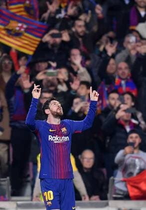 FOOTBALL CHAMPIONS LEAGUE SEASON 2017 2018 EIGHTHFINAL REFUGE FC Barcelona FC Chelsea London 14 03 2018 Lionel Messi Barca celebrates after 1 0 Barcelona