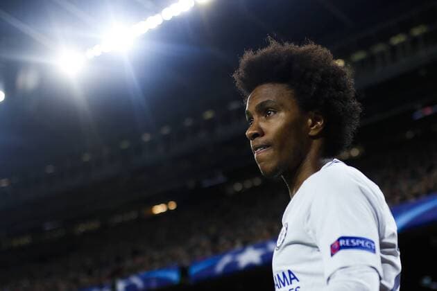14th March 2018, Camp Nou, Barcelona, Spain; UEFA Champions League football, round of 16, 2nd leg, FC Barcelona Barca versus Chelsea; Willian Borges da Silva of Chelsea FC goes to kicks a corner  ActionPlus12001566