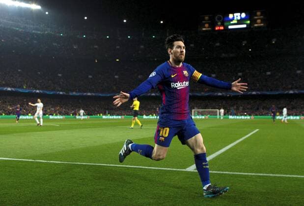 FC Barcelona Barca s Lionel Messi jubilates the third goal of the team during the UEFA Champions League round of 16 second leg match between FC Barcelona and Chelsea at the Camp Nou stadium in Barcelona, Catalonia, Spain, 14 March 2018. FC Barcelona vs. Chelsea !ACHTUNG: NUR REDAKTIONELLE NUTZUNG!  Copyright: xEnricxFontcubertax BCN026 20180314-636566636806777176