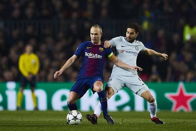 14 03 2018 xslx Football Champions League Eighth Final FC Barcelona Chelsea London emspor vl Andres Iniesta FC Barcelona Cesc Fabregas Chelsea London Barcelona