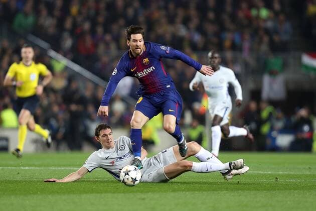 March 14, 2018 - Barcelona, Spain - LIONEL MESSI of FC Barcelona Barca evades ANDREAS CHRISTENSEN of Chelsea FC during the UEFA Champions League, round of 16, 2nd leg football match between FC Barcelona and Chelsea FC on March 14, 2018 at Camp Nou stadium in Barcelona, Spain Football - UEFA Champions League - FC Barcelona vs Chelsea FC  - ZUMAb169 20180314_zaa_b169_003 Copyright: xManuelxBlondeau Aop.Pressx