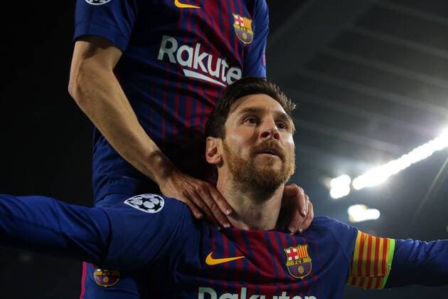 Bilder des Tages - SPORT March 14, 2018 - Barcelona, Catalonia, Spain - Leo Messi celebrates his 100 goal in the Champions League during the match between FC Barcelona Barca and Chelsea FC, for the secong leg of the 1 8 final of the UEFa Champions League, played at the Camp Nou Stadium on 14th March 2018 in Barcelona, Spain. FC Barcelona v Chelsea FC - UEFA Champions League Round of 16: Second Leg  - ZUMAn230 20180314_zaa_n230_508 Copyright: xJoanxVallsx